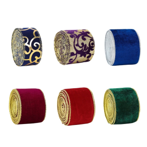 Christmas Irish Velvet Ribbon 1 Roll Cloth DIY Bowknot Ornament Gift Wrapping for Christmas Party Guest Gift Wrapping