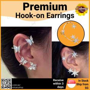 [SG Seller] Hook-on Earrings Snowflake Butterfly - Beautiful & Pretty Cosmetic Jewelry Christmas Xmas Gift Present Butterflies Snowflakes Hoop Birthday Anniversary