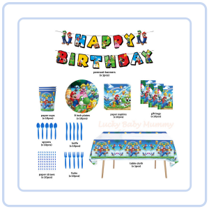 【COZYCASA】Mario Party Supplies Set/Mario Theme Party Decoration/Event Kit/Birthday Ornament