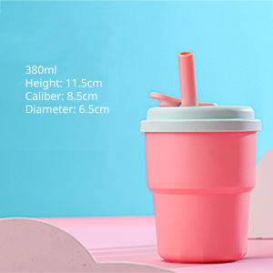 Silicone Straw Cup 380ml Baby Learning Drinking Cup Water Milk Cups