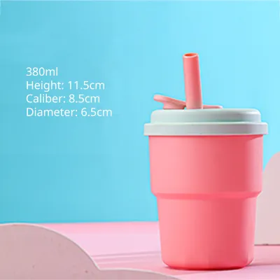 380ml Kids Cups with Straws and Lids Kids Tumbler Toddler Straw Cups with Silicone Straws