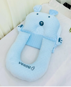 Gối ôm ngủ mặt gấu cao cấp VEEOU kết hợp gối chống trào ngược 2 tầng cho trẻ sơ sinh chất lượng cao