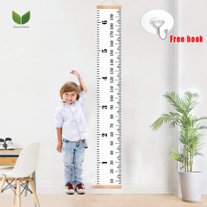 Hook Provided2.0 MX0.2 M Kids Growth Height Chart Handing Ruler For Kids Kids Height Measure Ruller Wall Decor Canvas Material Removable Stylish Minimalist Design