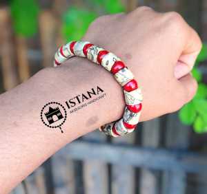 Gelang Kayu Kaboa Sancang Kombinasi Batu Marjan Ukuran 10mm - Bracelets