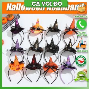 Băng Đô Cài Tóc Đính Nơ In Họa Tiết Hoạt Hình Vui Nhộn Cho Bé Dịp Halloween