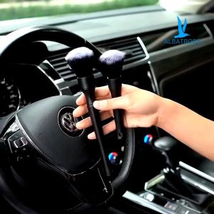 Albatross Kuas Detailing Interior Mobil Super Soft Premium - Kuas Halus Lembut untuk Membersihkan Debu & Emblem Mobil - Hitam Biru Merah - 24cm & 16cm