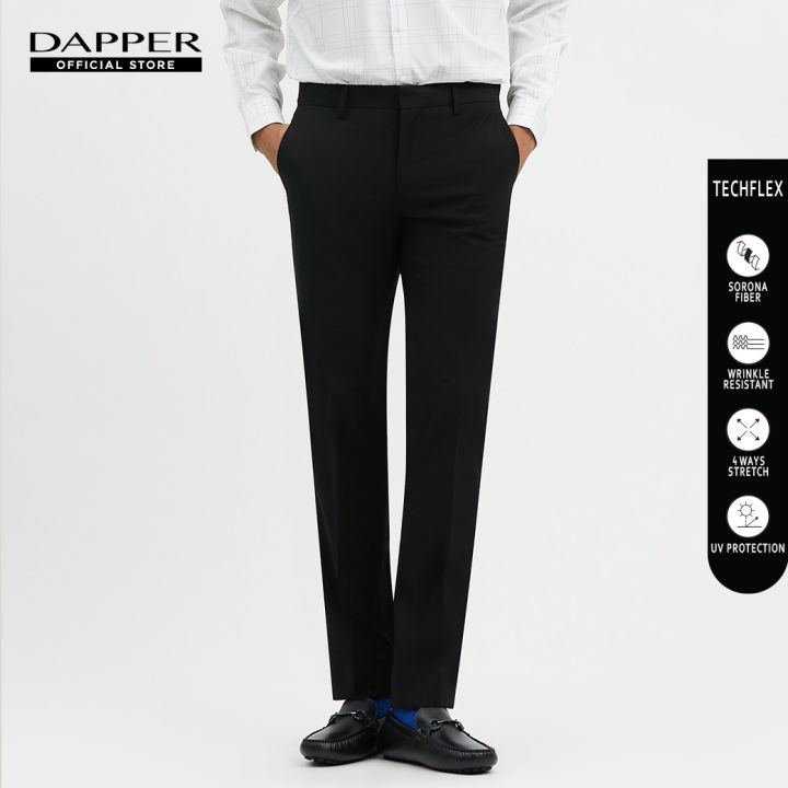 Dapper Tech DAPPER กางเกงทำงาน TECH FLEX ทรง Slim-Fit เนื้อผ้ายืด สีดำ | Lazada.co.th