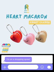 Resuri Designs Macaron Heart Shaped Fidget Clicker Keychain