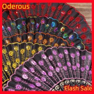 Oderous Folding Hand Fan Plastic Powder Craft Fan White Wedding Party Chinese Style Dance Cloth Folding Fan Handheld