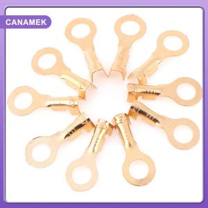 【CANAMEK】 100Pcs 4.2mm Gold Brass Round Terminal Power Supply Wire Connector