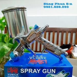 (VIDEO THẬT) Súng phun sơn yunica K100 Béc 1.3 Cốc inox 304 có chân đứng 400ml