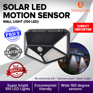 100 LED 3 Modes Human Body Induction Wall Outdoor Solar Light 1800mah Outdoor 270° Wide Angle Waterproof | Easy Install