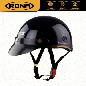 Mũ bảo hiểm nửa đầu RONA haly Luxury đen bóng nón bảo hiểm xe máy freesize nam nữ - Rona Helmet