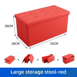 Multifunctional Leather Ottoman Stool with Hidden Storage Foldable Waterproof Design for Living Room