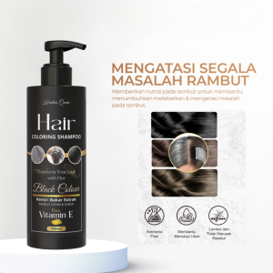 Shampo Penghitam Rambut Uban Permanen Sampo Black Herbal Natural Gingseng dan minyak kemiri ekstrak vit E