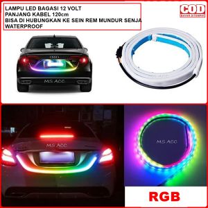 Lampu LED Bagasi Belakang Mobil 12 Volt RGB Waterproof Panjang 120cm Warna Pelangi Cerah