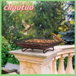 chaotuo Chim Hoang Dã feeders vuông mặt đất khay Bird Feeder kim loại lưới bát công suất cao mặt đất động vật ăn khay thức ăn vật nuôi nguồn cung cấp