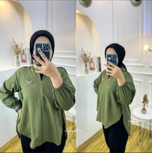KEMEJA BLOUSE OUTER WANITA OOTD TERBARU - KEMEJA BLOUSE CRINGKER VIRAL - OUTER KOREAN BY WINDYS