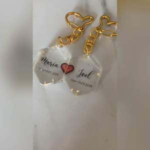 [KAYES DESIGNC] Customised Insert Name Couple Key Chain Hexagon Gift Set Valentine Gift