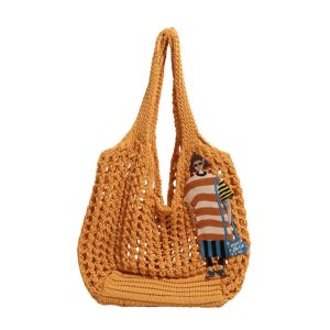 CRNGW Bohemian Knitted Bag Hollowed Out Shoulder Bag Beach Bag Vintage Handbag Weave Bag Girl