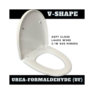 S2SCU802 UF MATERIAL V-SHAPE TOILET BOWL SOFT CLOSE SEAT COVER COME WITH STAINLESS STEEL HINGES