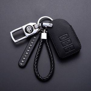 Toyota Yaris Vios Leather Key Case Cover Remote Key Fob Shell Keychain Accessories