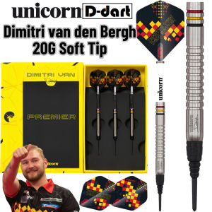 UNICORN SOFT TIP DART - 20G Dimitri Van Den Bergh MAESTRO PREMIER 90% TUNGSTEN SOFT TIP DARTS (ARROW DART LEMBUT)