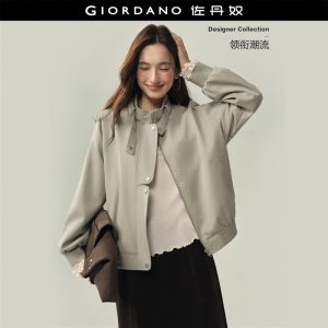 Giordano Women Stand collar creative placket loose jacket Free Shipping 18376511