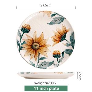 OMK American Style Sunflower Design Series Ceramic dinner plate