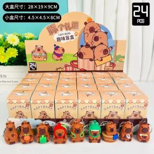 【Ready Stock】6/12/24Pcs Capybara blind box keychain cute snot bear Capibala doll pendant Kids Christmas Present mainan budak perempuan盲盒 卡皮巴拉公仔