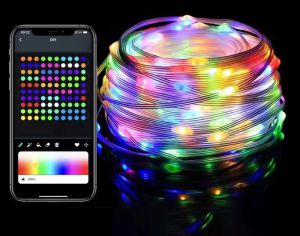 Đèn LED dạng chuỗi thông minh ứng dụng Bluetooth điều khiển vòng hoa ngoài trời không thấm nước đèn cổ tích cho giáng sinh trang trí sinh nhật tiệc tùng lễ hội