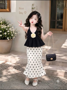 Set chân váy phối áo quàng cổ đính hoa cho bé gái (7-22 kg)