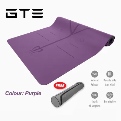 GTE Extra Thick Foldable Non Slip Fitness Yoga Mat With Position Line Elastic Natural Rubber PU Exercise Mat - Fulfilled by GTE SHOP