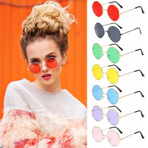 LDMPDQ Fashion Disco Hippie Metal Sunglasses Round Sunglasses Eyewear Circle Glasses