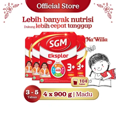 SGM Eksplor 3+ dengan IronC Susu Bubuk Rasa Madu 900GR x 4