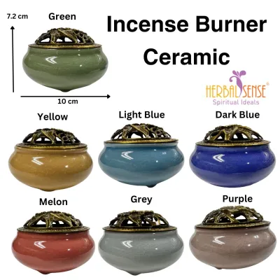 SI Ceramic (Color) Incense Burner Use For Smudging stick resins Cone Incense Coil Incense and stick Incense