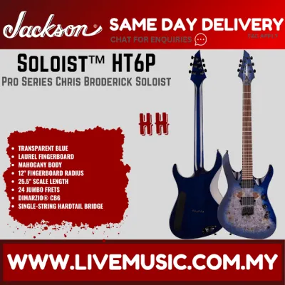 Jackson Pro Series Signature Chris Broderick Soloist HT6P Electric Guitar Laurel FB Transparent Bl