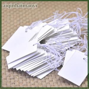aiqinhaimaoyi 100pcs giấy trắng đồ trang sức quần áo nhãn giá thẻ với chuỗi đàn hồi 5*3cm