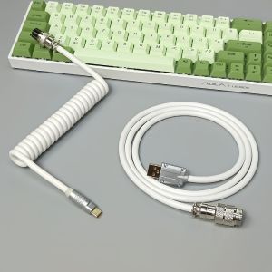 [Shipped within 1 day]  ZIFRIEND Braided Coiling Mechanical Keyboard Aviation Connector Type-C USB Spring Cable
