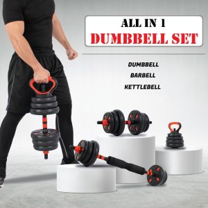 5 in 1 Dumbbell Set with Barbell Connector and Kettlebell Handle Bar ( 20kg / 30kg / 40kg)