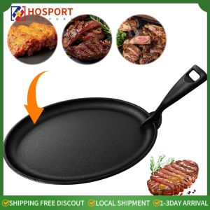 Rust-Resistant Cast Iron Fajita Pan 10.6x6.89in Oval Shape for Perfect Searing and Grilling in Kitchen or Dining Establishments