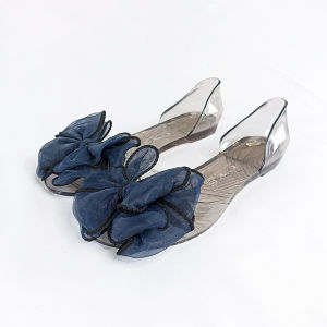 Sandal Sepatu Wanita Terbaru Korea Ribbon Transparent Slipper Flat Fashion Kekinian COD SPT-89