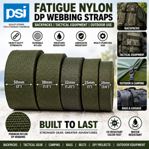 Nylon DP Webbing Strap Fatigue | Heavy-Duty Tactical Strap for Backpacks Bags & Outdoor Gear (Strong Durable Wear-Resistant)