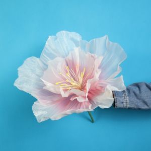 JIMEIXIAN01 Giant Gauze Artificial Peach Blossoms 3D Fluffy Petals 30/40/50cm Large Flower Head Floor Display Yarn Flower Home Garden Decor