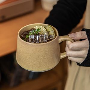 TIEZI MALL 380ML Cốc cà phê gốm sứ Tối giản Đáy chống trượt Cốc uống sữa An toàn Tay cầm chống bỏng Đồ uống bằng gốm sứ Trang trí nhà cửa
