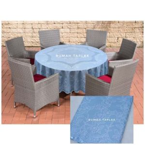 taplak meja makan vinyl bulat kursi 6 anti air waterproof/taplak meja makan bulat vinyl anti aier