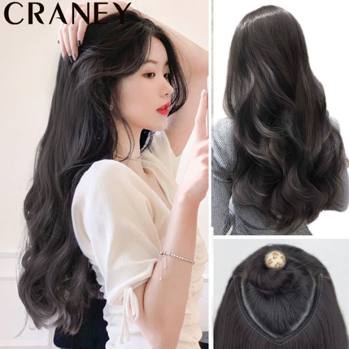 45cm/60cm Wig Big Wave Hair Extension Piece Simulation Hair Piece Invisible  Seamless U-shaped Natural Hair Extension Wig Piece