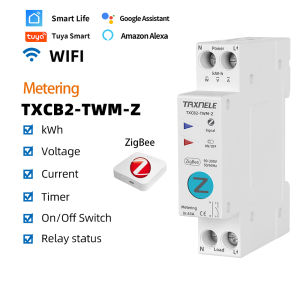 Tuya Zigbee 63A สวิตช์อัจฉริยะเครื่องวัดพลังงาน Kwh การตรวจสอบการวัดแสงเบรกเกอร์จับเวลารีเลย์ป้องกันแรงดันไฟฟ้าอัจฉริยะ MCB