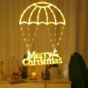 BENSON0 8 Modes Parachute Santa Claus Light Ornaments Hanging IP65 Waterproof Christmas String Lights Creative Colorful Merry Christmas LED Pendant Xmas Festivities Decor
