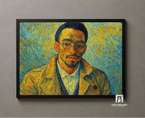 Tranh Nghệ thuật "Người Đàn Ông Đeo Kính Tròn" VIETSMART ART - Sơn dầu 60 x 90cm
